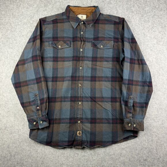 Legendary Whitetails Flannel Shirt Mens XLT Tall Plaid Blue Brown Outdoor* - Picture 1 of 14
